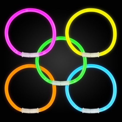 18pk Glow Bracelets Bands Party Accessories Gift Bag Neon 80s 90s Glowstick UK 