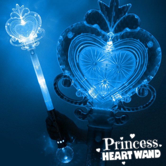 Blue Large Light Up Princess Heart Wand