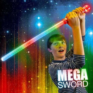 Flashing Mega Sword With Ball Handle Holographic Light up LED Sword Toy lot 