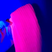 Legwarmers Neon Pink - Ribbed Knit 2 Shown under UV light