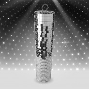 Silver Disco Mirror Cylinder 1 Slim Mirror Cylinder (9cm diameter x 40cm H)